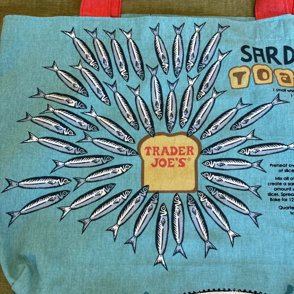 Trader Joe's Reusable Fabric Tote Bag SARDINES Market Shopping Retired from 2023